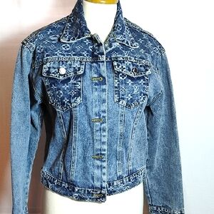Monogram Denim Fashion Jacket, EUC, Too Cool!